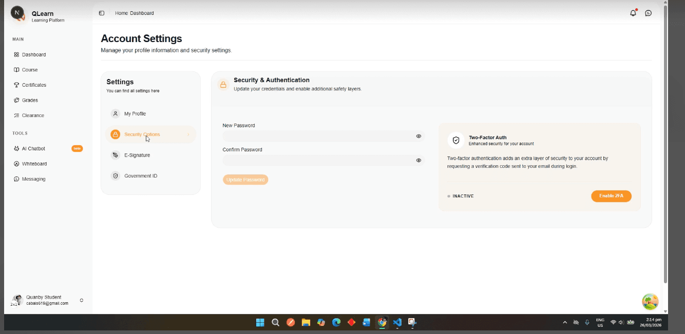 Redesigned account information page with improved user flow